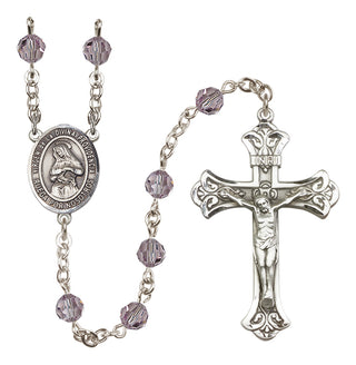 Sterling Silver 6mm Austrian Crystal Virgen de la Divina Providencia Rosary in Light Amethyst