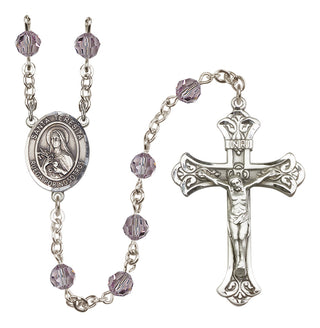 Sterling Silver 6mm Austrian Crystal Santa Teresita Rosary in Light Amethyst