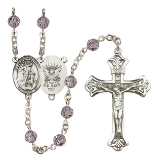 Sterling Silver 6mm Guardian Angel / Navy Rosary