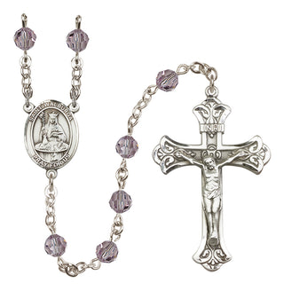 Sterling Silver 6mm Austrian Crystal Saint Walburga Rosary in Light Amethyst