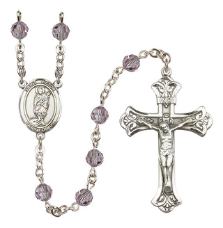 Sterling Silver 6mm Austrian Crystal Saint Victor of Marseilles Rosary in Light Amethyst