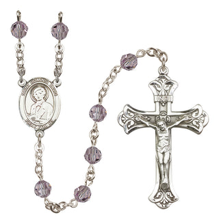 Sterling Silver 6mm Austrian Crystal Saint Dominic Savio Rosary in Light Amethyst