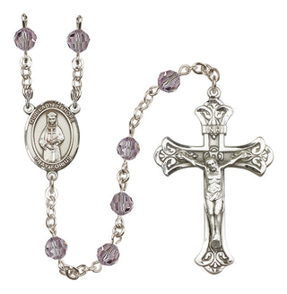 Sterling Silver 6mm Austrian Crystal Our Lady of Hope Rosary in Light Amethyst