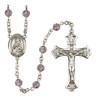 Sterling Silver 6mm Austrian Crystal Saint Matilda Rosary in Light Amethyst