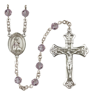 Sterling Silver 6mm Austrian Crystal Saint Rachel Rosary in Light Amethyst