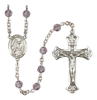 Sterling Silver 6mm Austrian Crystal Saint Colette Rosary in Light Amethyst