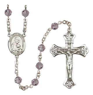 Sterling Silver 6mm Austrian Crystal Saint James the Lesser Rosary in Light Amethyst