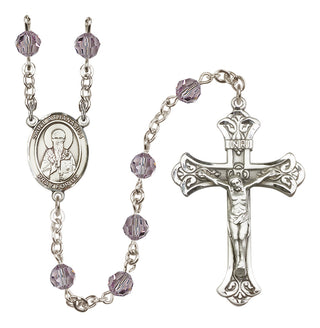 Sterling Silver 6mm Austrian Crystal Saint Athanasius Rosary in Light Amethyst