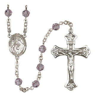 Sterling Silver 6mm Austrian Crystal Saint Margaret of Cortona Rosary in Light Amethyst