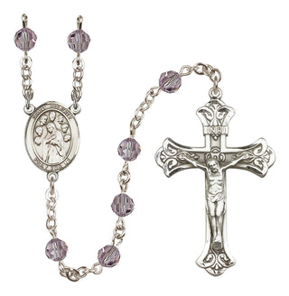 Sterling Silver 6mm Austrian Crystal Saint Felicity Rosary in Light Amethyst