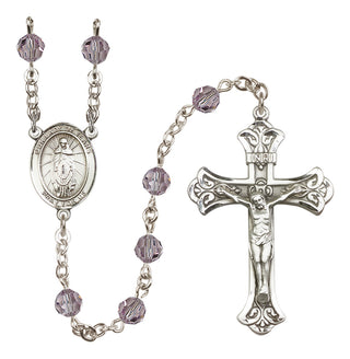 Sterling Silver 6mm Austrian Crystal Our Lady of Tears Rosary in Light Amethyst