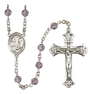 Sterling Silver 6mm Austrian Crystal Saint Catherine of Bologna Rosary in Light Amethyst