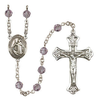 Sterling Silver 6mm Austrian Crystal Saint Raymond of Penafort Rosary in Light Amethyst
