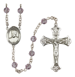 Sterling Silver 6mm Austrian Crystal Blessed Miguel Pro Rosary in Light Amethyst