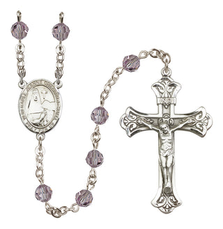 Sterling Silver 6mm Austrian Crystal Saint Jeanne Chezard de Matel Rosary in Light Amethyst