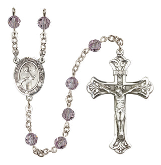 Sterling Silver 6mm Austrian Crystal Saint Anthony Mary Claret Rosary in Light Amethyst
