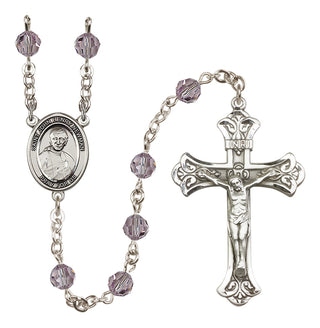 Sterling Silver 6mm Austrian Crystal Blessed John Henry Newman Rosary in Light Amethyst