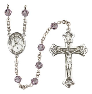Sterling Silver 6mm Austrian Crystal Saint Andre Bessette Rosary in Light Amethyst