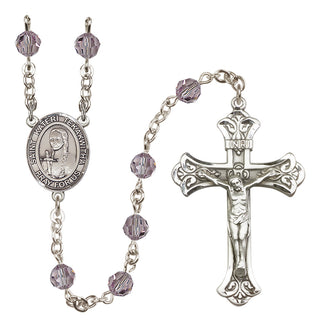 Sterling Silver 6mm Austrian Crystal Saint Kateri Tekakwitha Rosary in Light Amethyst