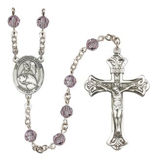 Sterling Silver 6mm Austrian Crystal Guardian Angel Protector Rosary in Light Amethyst