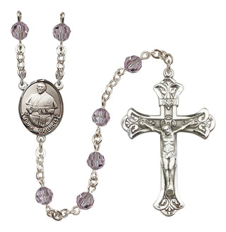 Sterling Silver 6mm Austrian Crystal Pope Francis Rosary in Light Amethyst