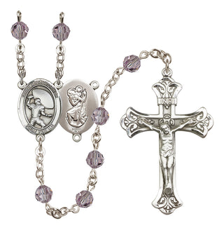 Sterling Silver 6mm Saint Christopher / Football Rosary