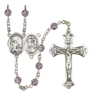 Sterling Silver 6mm Saint Sebastian / Football Rosary
