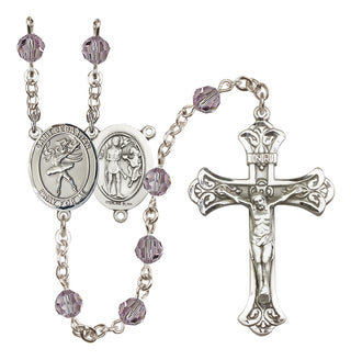Sterling Silver 6mm Austrian Crystal Saint Sebastian / Dance Rosary in Light Amethyst