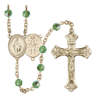 14 Karat Gold-Filled 6mm Austrian Crystal Miraculous Rosary in Peridot