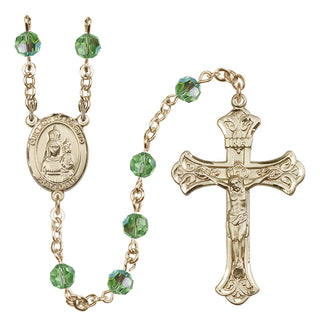14 Karat Gold-Filled 6mm Austrian Crystal Our Lady of Loretto Rosary in Peridot