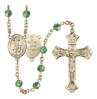 14 Karat Gold-Filled 6mm Austrian Crystal Guardian Angel / Army Rosary in Peridot