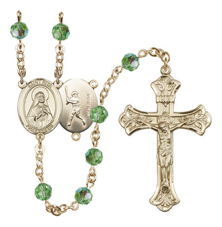 14 Karat Gold-Filled 6mm Austrian Crystal Saint Rita / Baseball Rosary in Peridot