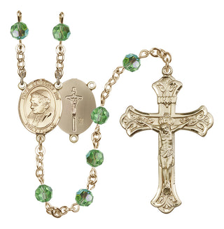 14 Karat Gold-Filled 6mm Austrian Crystal Pope Emeritace Benedict XVI Rosary in Peridot