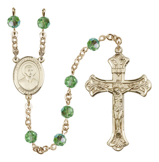 14 Karat Gold-Filled 6mm Austrian Crystal Saint John Berchmans Rosary in Peridot