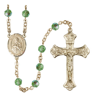 14 Karat Gold-Filled 6mm Austrian Crystal Saint Fidelis Rosary in Peridot
