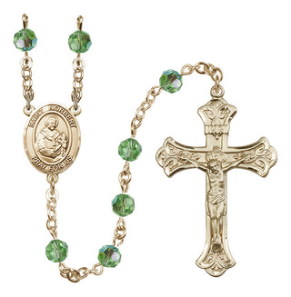 14 Karat Gold-Filled 6mm Austrian Crystal Saint Norbert of Xanten Rosary in Peridot