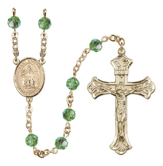 14 Karat Gold-Filled 6mm Austrian Crystal Saint Ephrem Rosary in Peridot