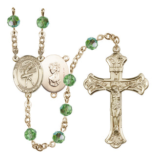 14 Karat Gold-Filled 6mm Austrian Crystal Saint Christopher/Dance Rosary in Peridot
