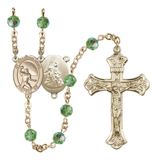 14 Karat Gold-Filled 6mm Austrian Crystal Guardian Angel/Track&Field-Women Rosary in Peridot