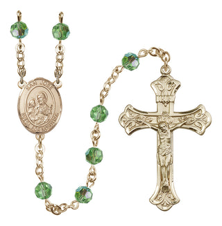 14 Karat Gold 6mm Austrian Crystal San Jose Rosary in Peridot