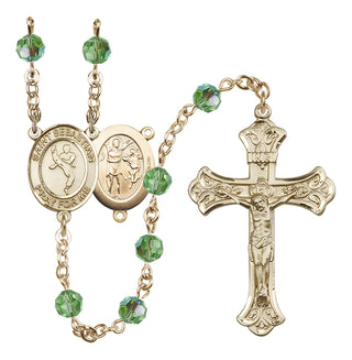 14 Karat Gold 6mm Austrian Crystal Saint Sebastian/Martial Arts Rosary in Peridot