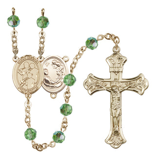 14 Karat Gold 6mm Austrian Crystal Saint Cecilia / Marching Band Rosary in Peridot