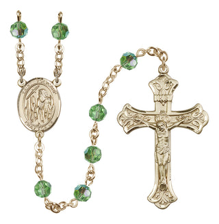 14 Karat Gold 6mm Austrian Crystal Saint Polycarp of Smyrna Rosary in Peridot