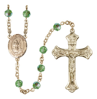 14 Karat Gold 6mm Austrian Crystal Saint Maron Rosary in Peridot