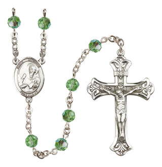 Sterling Silver 6mm Austrian Crystal Saint Andrew the Apostle Rosary in Peridot