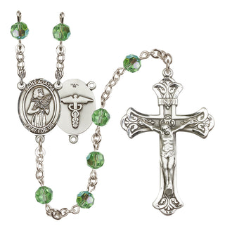 Sterling Silver 6mm Austrian Crystal Saint Agatha / Nurse Rosary in Peridot