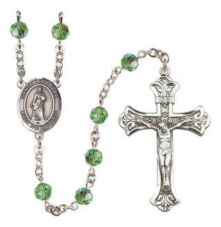 Sterling Silver 6mm Austrian Crystal Santa Barbara Rosary in Peridot
