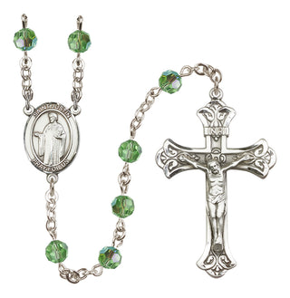Sterling Silver 6mm Austrian Crystal Saint Justin Rosary in Peridot