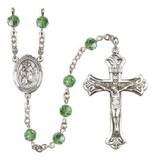 Sterling Silver 6mm Austrian Crystal Saint John the Baptist Rosary in Peridot