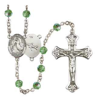 Sterling Silver 6mm Austrian Crystal Saint Joseph of Cupertino Rosary in Peridot